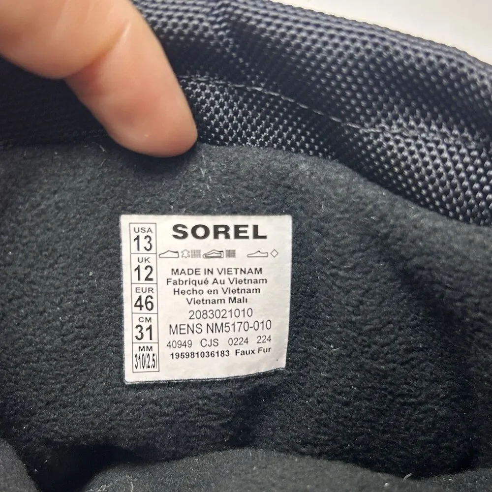 SOREL MEN'S SCOUT 87 XT WATERPROOF Insulated BOOT LEATHER SIZE 13 Black Quarry